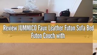 Review JUMMICO Faux Leather Futon Sofa Bed Futon Couch with Removable Armrests Adjustable Sleeper So [upl. by Heidi339]