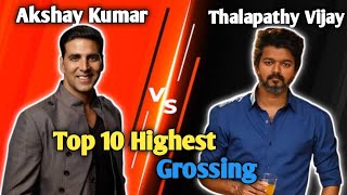 Akshay Kumar vs Thalapathy Vijay Top 10 Highest Grossing Movies Comparison 🤯 [upl. by Burnard972]