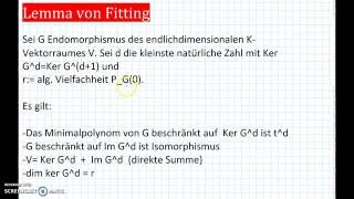 Jordan Normalform Beweis Teil 1 Lemma von Fitting Lineare Algebra [upl. by Yelnek]