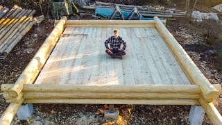 Building Log Cabin Floor Construction  One Man in an Off Grid Bush  EP 7 [upl. by Lenor113]