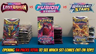 LOST ORIGIN vs FUSION STRIKE vs BRILLIANT STARS 54 Packs Pokemon Card Opening Battle [upl. by Marni695]