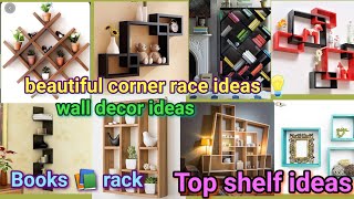 Corner wall shelves design Home wooden wall decorating ideas 2023 Wooden Bookshelf  corner racks [upl. by Asserat]