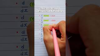 All Derivatives Of Trigonometric Functions  shorts maths trigonometry derivatives derivation [upl. by Hsak]