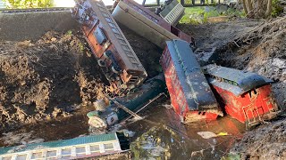 PASSENGER TRAIN CRASHES INTO MUD [upl. by Enymzaj]