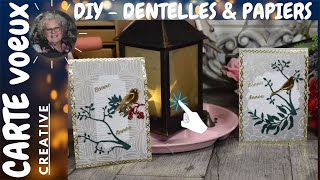 🟣 Comment créer des cartes de Voeux façon dentelle de papier Technique SCRAP Tuto DIY ©A63 [upl. by Hymie]