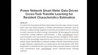 Power Network Smart Meter Data Driven Cross Task Transfer Learning for Resident Characteristics Esti [upl. by Shafer661]