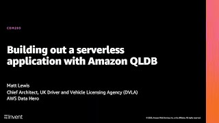 AWS reInvent 2020 Building out a serverless application with Amazon QLDB [upl. by Sterne]