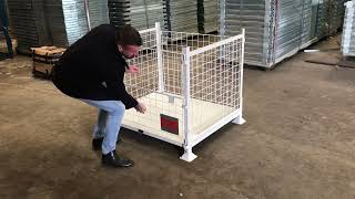 Large Collapsible Wire Mesh Pallet CageGitterbox [upl. by Amehsyt22]