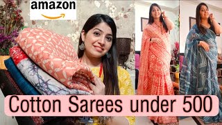 amazon weekend mega fashion sale✨  Cotton saree under 500😱  fashion fusions💕 [upl. by Cornie267]