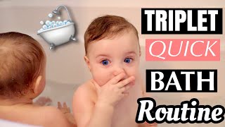 Triplet Babies Quick Bath Time Routine While Traveling on Vacation [upl. by Reppart]