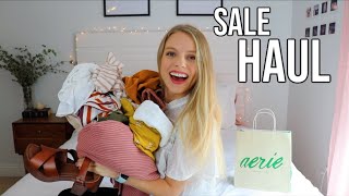 HUGE SALE HAUL Aerie American Eagle Madewell Target Free People  More [upl. by Graaf]