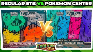 Evolving Skies Pokemon Center VS Regular Elite Trainer Box OPENING [upl. by Ykvir925]