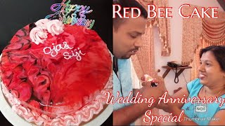 Red Bee Cake Recipe in Malayalam Wedding Anniversary Special Cake  ഓവൻ ഇല്ലാതെSimple Red Bee Cake [upl. by Anaiad]