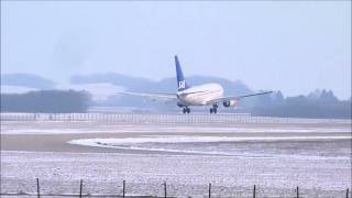 Landing B737600 SAS Grenoble Isère Airport LFLS [upl. by Nady]