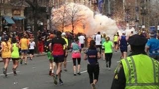 Boston Marathon Explosions Video Two Bombs Near Finish Line [upl. by Idas]