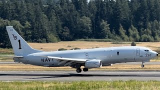 US Navy Boeing P8A Poseidon VP1 Screaming Eagles Arriving at NAS Whidbey Island [upl. by Aivatnahs]