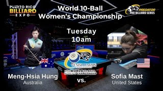 World 10Ball Womens Championship  Sofia Mast vs Meng Hsui Hung quotBeanquot Replay [upl. by Enyamrahs]