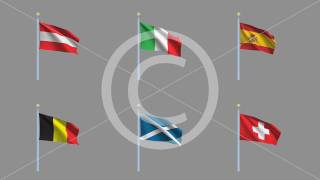 HD Stock Footage  Set of six country flags [upl. by Nede]