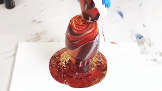 Acrylic Pour on a Vase with Warm Colors [upl. by Aneeres]