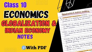 Globalisation and the indian economy notes class 10  Economics chapter 4 handwritten notes cbse [upl. by Hoebart]