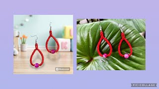 Macramé simple earrings with natural stoneDIY easy to made for everyone [upl. by Drews]