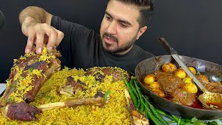 ASMR Eating Spicy Mutton Legs BiryaniSpicy amp Huge Chicken amp Eggs Curry  Real MukbangNo Talking [upl. by Arahas]