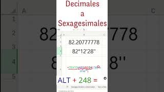 Decimales a Sexagesimales  Conversión  En EXCEL 0000 ° ‘ “ [upl. by Adev]