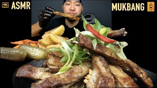 ASMR Slow Cooked Lamb Ribs  Roasted Vegetable MUKBANG  Хонины шарсан хавирга  Шар айраг [upl. by Karol]