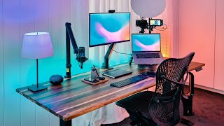 Building my DREAM DESK setup  Desky Hardwood Stand Up Desk [upl. by Ahsenyt]