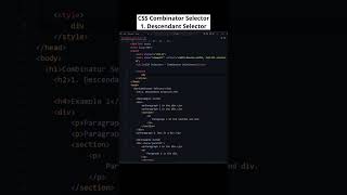 CSS Combinator Selector  Descendant Selector with Example csstutorial codewithmayur [upl. by Yenatirb]