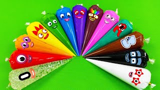 Rainbow SLIME 🌈 Looking Numberblocks Alphablocks Alphabet Lore with Piping Bags  ASMR [upl. by Etheline514]