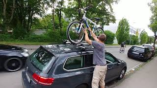 Fahrräder auf Thule Fahrradträger montieren Dachfahrradträger mit MTB Fahrrad und Gravel Bike [upl. by Branham838]