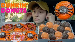 ASMR Dunkin Donuts Car Mukbang Spider Chocolate Vanilla Frosted Glazed Chocolate Donut Holes [upl. by Eemia]