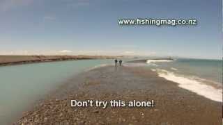 Rakaia River Mouth Island Spit Trout Salmon Kahawai Fishingwmv [upl. by Aiselad]