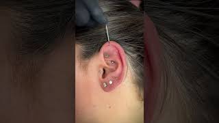 MUST WATCH ⚠️ Vertical helix piercing [upl. by Byram850]