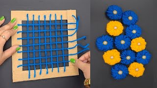 Woolen wall hanging for home decor  diy easy woolen flower wall craft ideas  diy crafts [upl. by Oetsira]