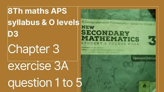 Apsmaths8thclasschapter4exercise3Aquestion1to5olevelsmaths [upl. by Nauwaj911]