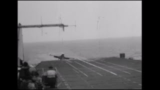 F9F Panther Fighter Jet Crash Lands into the US Navy Carrier USS Midway [upl. by Jarin]