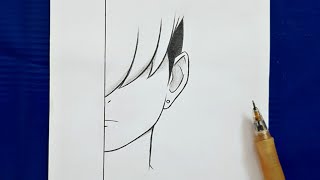 easy anime drawings  how to draw anime  anime boy step by step  tutorial drawing for beginners [upl. by Shull]