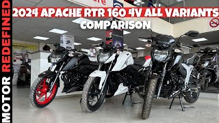 2024 TVS Apache RTR 160 4V E20 OBD2  All Variants Comparison  Best Variants Kaun Sa Hai [upl. by Nylirej]