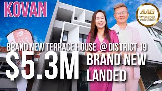 Singapore Landed Property Home Tour  Kovan Estate  Brand New 35 Storey Terrace House [upl. by Anirbes]