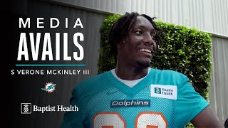 VERONE MCKINLEY III MEETS WITH THE MEDIA  ROOKIE MINICAMP  MIAMI DOLPHINS [upl. by Roux]