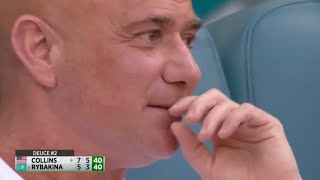 ELENA RYBAKINA ANDRE AGASSI MIAMI FINAL MARCH 30 2024 [upl. by Sina]