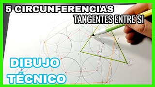 TANGENCIAS  5 circunferencias tangentes INTERIORES🤯 a circunferencia y tangentes entre sí⭕⭕ [upl. by Mima]