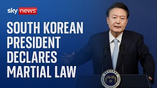 South Korean President Yoon Suk Yeol declares state of martial law [upl. by Iliak]