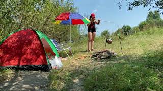 ❤️❤️❤️SOLO CAMPING ⛺️ MAKING A SHELTER FIREPLACE IN THE FORESTsolocamp [upl. by Ahsii]