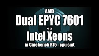 AMD EPYC 7601 vs Intel Xeons in Cinebench R15 [upl. by Gentille]