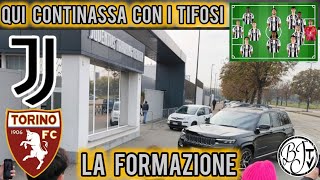 Juventus Toro larrivo dei giocatori alla Continassa con i tifosi  La formazione [upl. by Crispen]