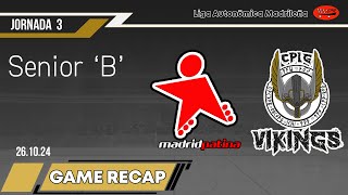 GAME RECAP  MADRIDPATINA vs CPLG NORK VIKINGS B  LAM CATEGORIA SENIOR 2ª DIV  261024 [upl. by Aicala]