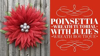 How to Make a Poinsettia Wreath  Poinsettia Flower  Christmas Wreath Tutorial [upl. by Cedar]